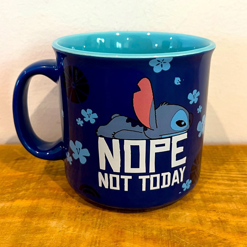 Disney lilo and stitch “nope, not today” coffee cup mug EUC